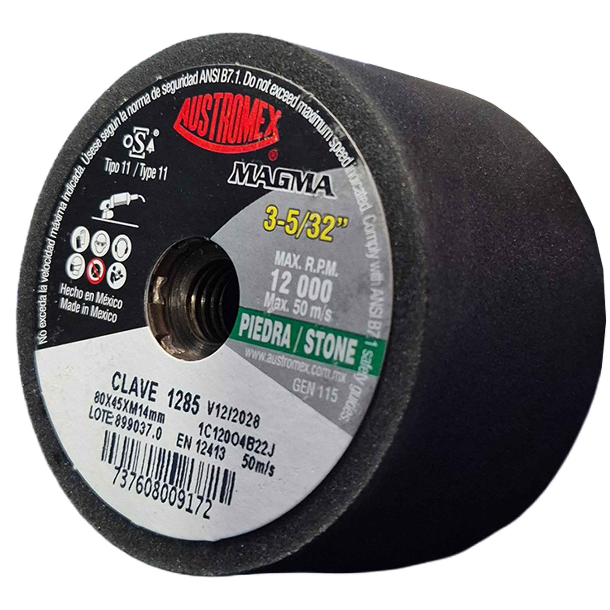 Copa abrasiva de 80 x 45 x M14-2 para dejar un acabado fino en mármol, granito, terrazo, concreto, ladrillo, fundición de aluminio, bronce, etc