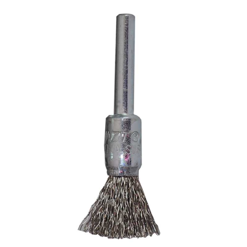 Cepillo tipo brocha ondulado con vástago de 13 x 0.30 x 6.4 mm para limpieza de acero inoxidable y remoción de soldadura, barniz, plástico y cualquier imperfección