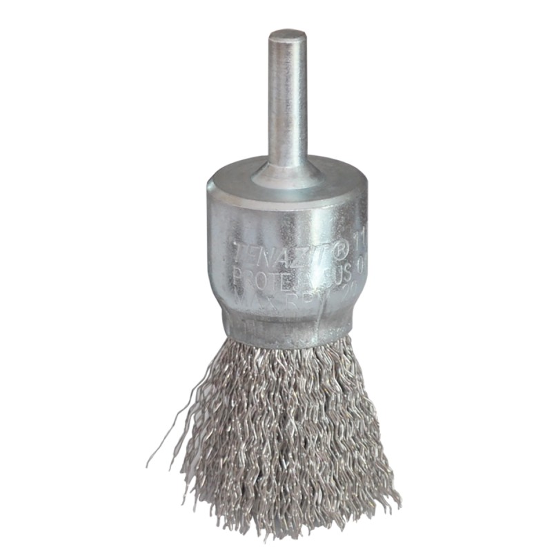 Cepillo tipo brocha ondulado con vástago de 25 x 0.30 x 6.4 mm para limpieza de acero inoxidable y remoción de soldadura, barniz, plástico y cualquier imperfección