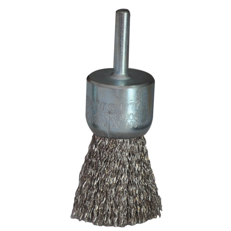 Cepillo tipo brocha ondulado con vástago de 30 x 0.30 x 6.4 mm para limpieza de acero inoxidable y remoción de soldadura, barniz, plástico y cualquier imperfección