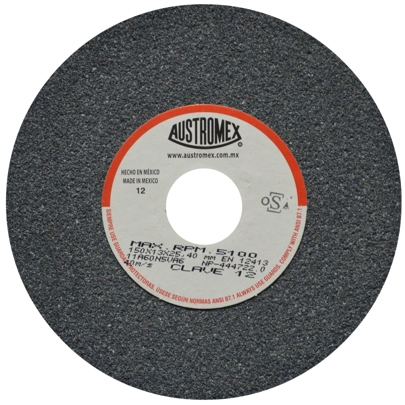 Rueda Abrasiva para esmerilar todo tipo de acero, hierro forjado de 150 x 13 x 25.40 mm