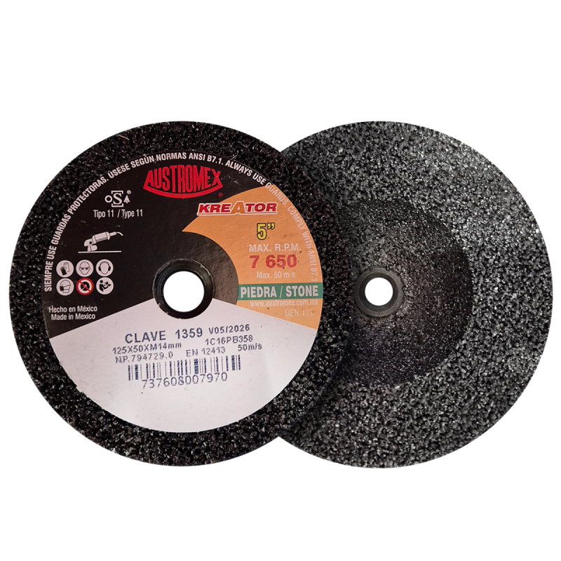 Copa abrasiva de 125 x 50 x M14-2 mm para desbaste, pulido y acabado burdo