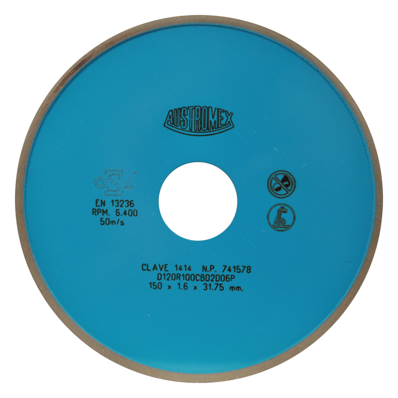 Rueda de diamante de 150 x 1.6 x 31.75 mm para corte, afilado y ranurado de herramientas de carburo