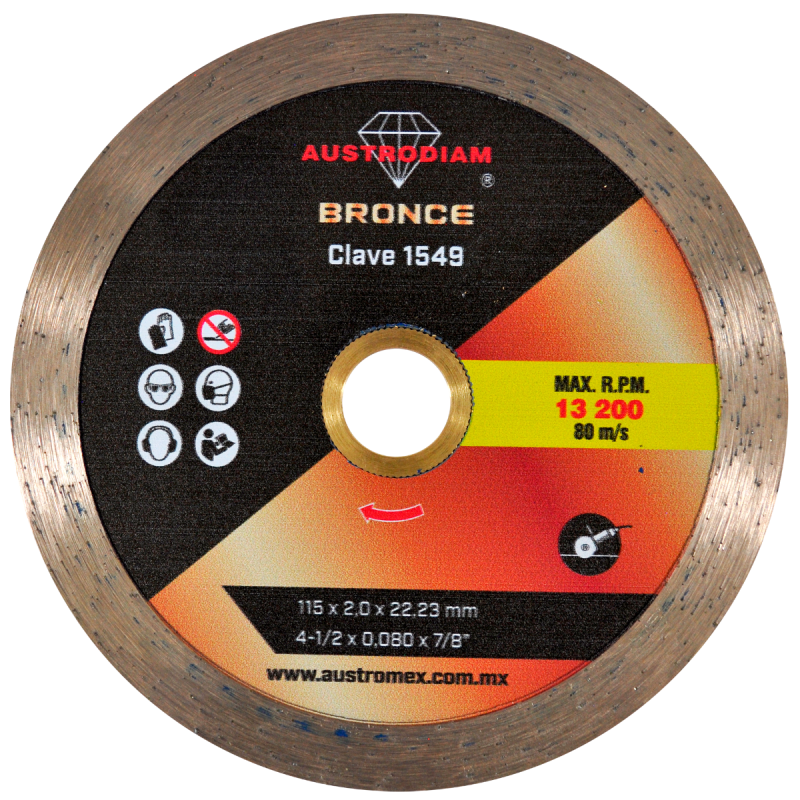 Disco de diamante de 115 x 2.0 x 22.23 mm para corte en seco de loseta, mosaico y materiales frágiles de construcción