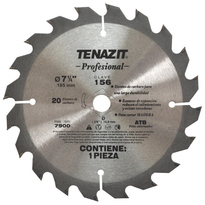 Sierra para corte de madera de 185 x 15.9 mm