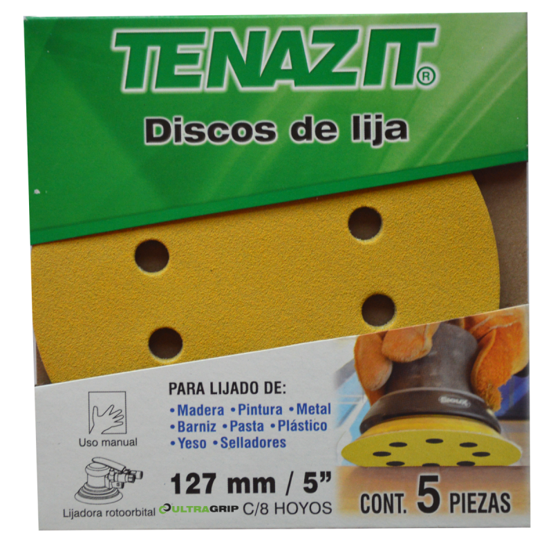 Juego de 5 discos de lija autoadherible, grano 220, de 127 mm