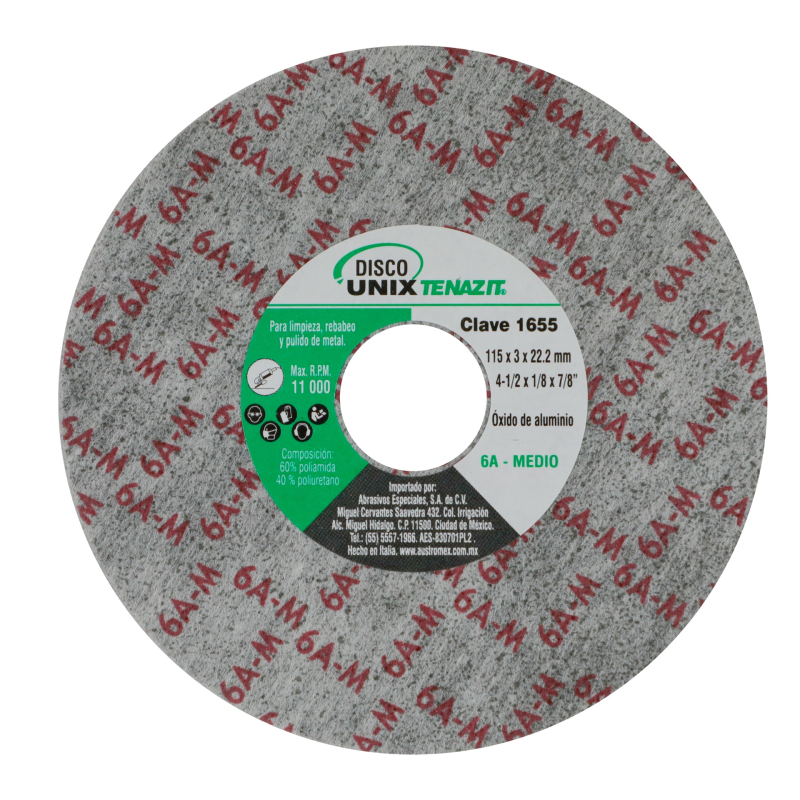 Disco unix de óxido de aluminio grano medio de 115 x 3 x 22.2 mm