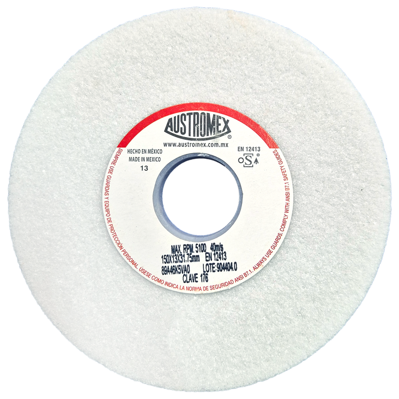 Rueda Abrasiva de 150 x 13 x 31.75 mm para rectificar superficies planas y cilíndricas