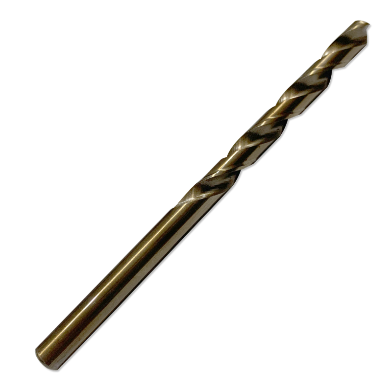 Juego de brocas de acero rápido con recubrimiento de cobalto de 1/4" para perforar acero inoxidable.