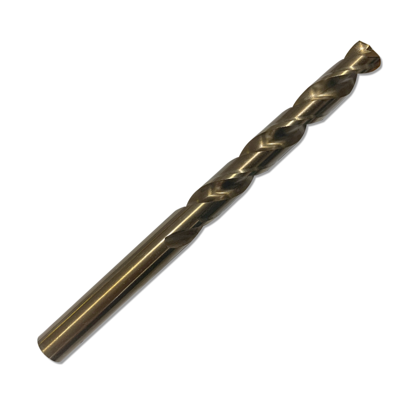 Broca de acero rápido con recubrimiento de cobalto de 3/8" para perforar acero inoxidable.