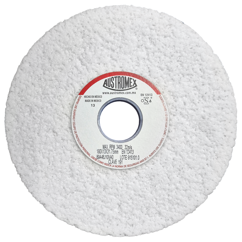 Rueda Abrasiva de 180 x 13 x 31.75 mm para rectificar superficies planas y cilíndricas
