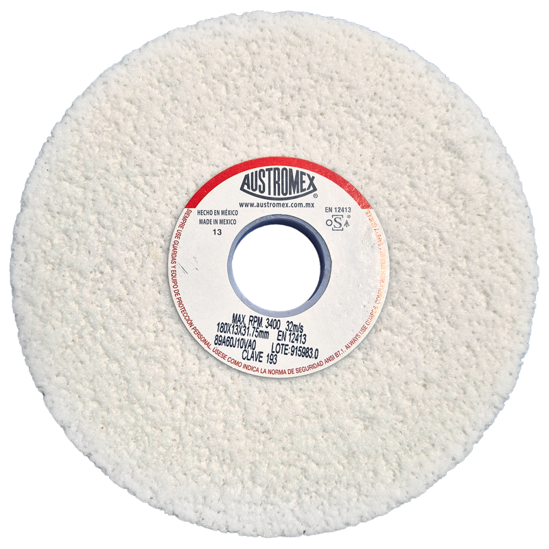 Rueda Abrasiva de 180 x 13 x 31.75 mm para rectificar superficies planas y cilíndricas