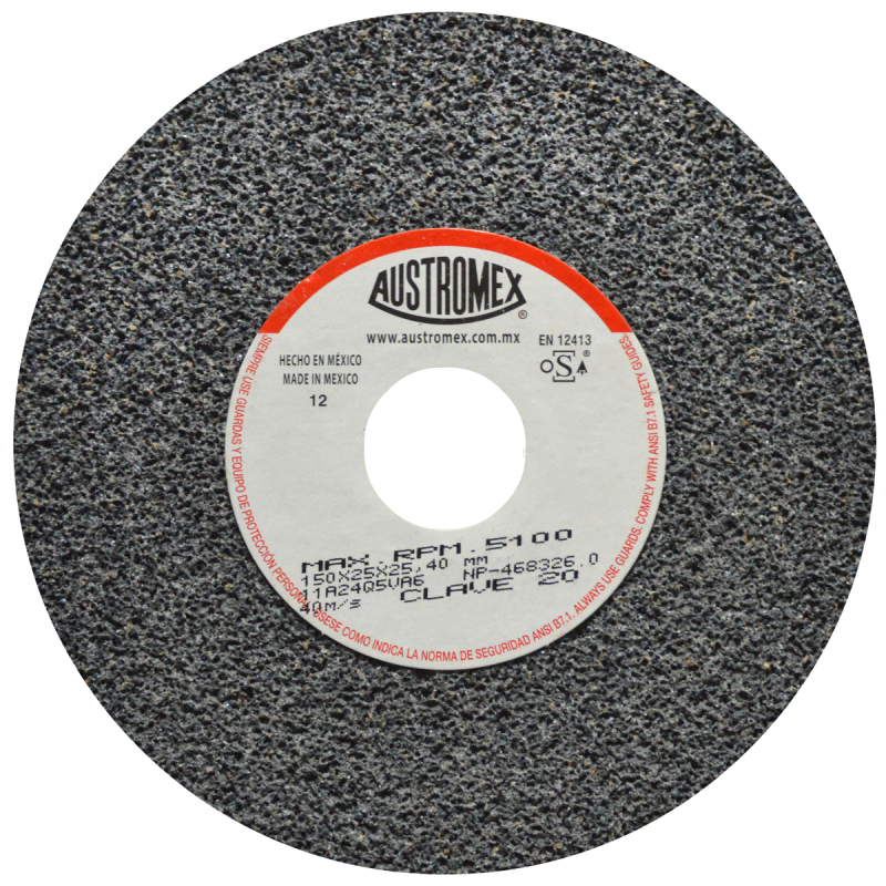 Rueda Abrasiva para esmerilar todo tipo de acero, hierro forjado de 150 x 25 x 25.40 mm