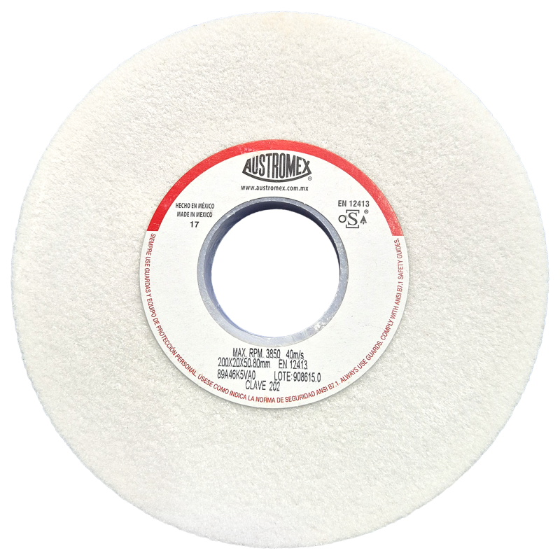 Rueda Abrasiva de 200 x 20 x 50.80 mm para rectificar superficies planas y cilíndricas