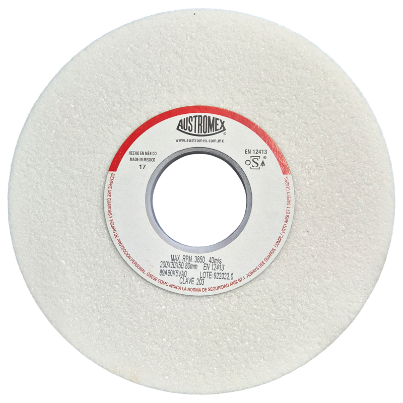 Rueda Abrasiva de 200 x 20 x 50.80 mm para rectificar superficies planas y cilíndricas
