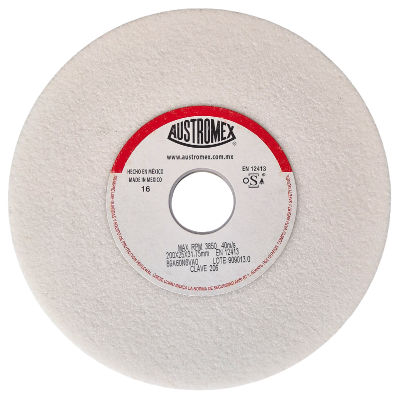 Rueda Abrasiva de 200 x 25 x 31.75 mm para rectificar superficies planas y cilíndricas