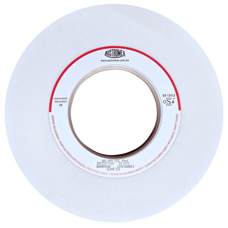 Rueda Abrasiva de 300 x 25 x 127 mm para rectificar superficies planas y cilíndricas