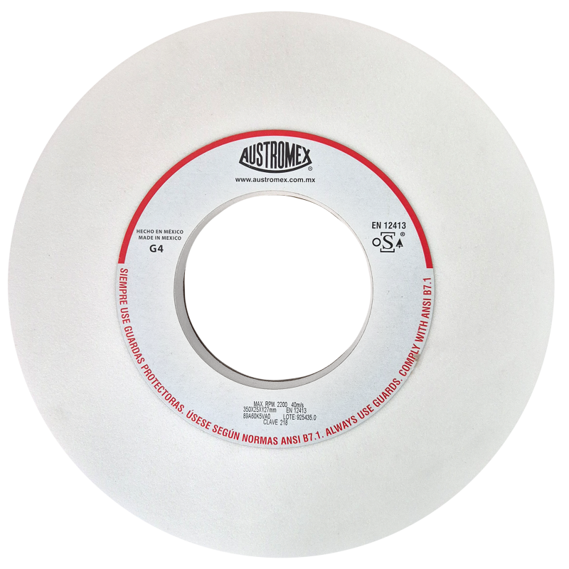 Rueda Abrasiva de 350 x 25 x 127 mm para rectificar superficies planas y cilíndricas