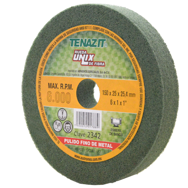 Rueda unix de oxido de aluminio grano 180 de 150 x 25 x 25.4 mm