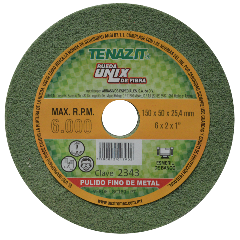 Rueda unix de oxido de aluminio grano 180 de 150 x 50 x 25.4 mm