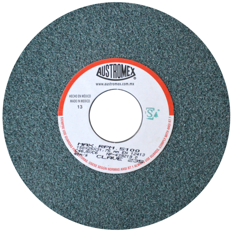 Rueda Abrasiva para rectificar y afilar herramientas de corte de carburo de tungsteno y cementados de 150 x 25 x 31.75 mm