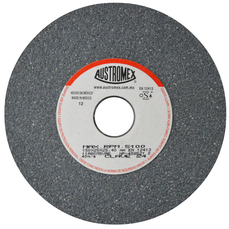 Rueda Abrasiva para esmerilar todo tipo de acero, hierro forjado de 150 x 25 x 25.40 mm