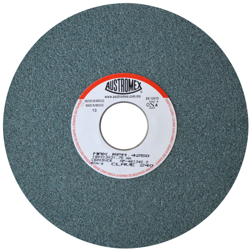 Rueda Abrasiva para rectificar y afilar herramientas de corte de carburo de tungsteno y cementados de 180 x 13 x 31.75 mm