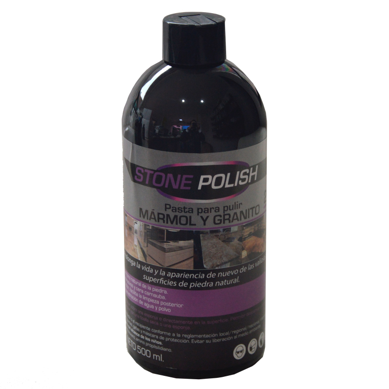 Liquido abrillantador de cualquier superficie de mármol, granito o cualquier otra piedra natural en botella de 500 ml