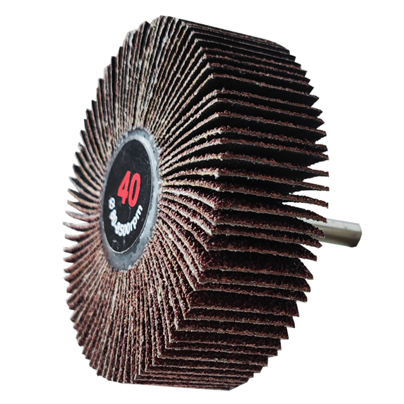 Rueda flap con vástago de óxido de aluminio, grano 40, de 80 x 25 x 6.4 mm
