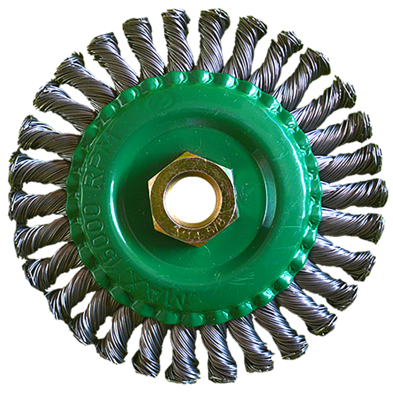 Cepillo cónico trenzado de 115 x 0.50 x MR mm para limpieza y eliminación de cordones de soldadura, pintura, óxido, corrosión, fundición y cualquier adherencia