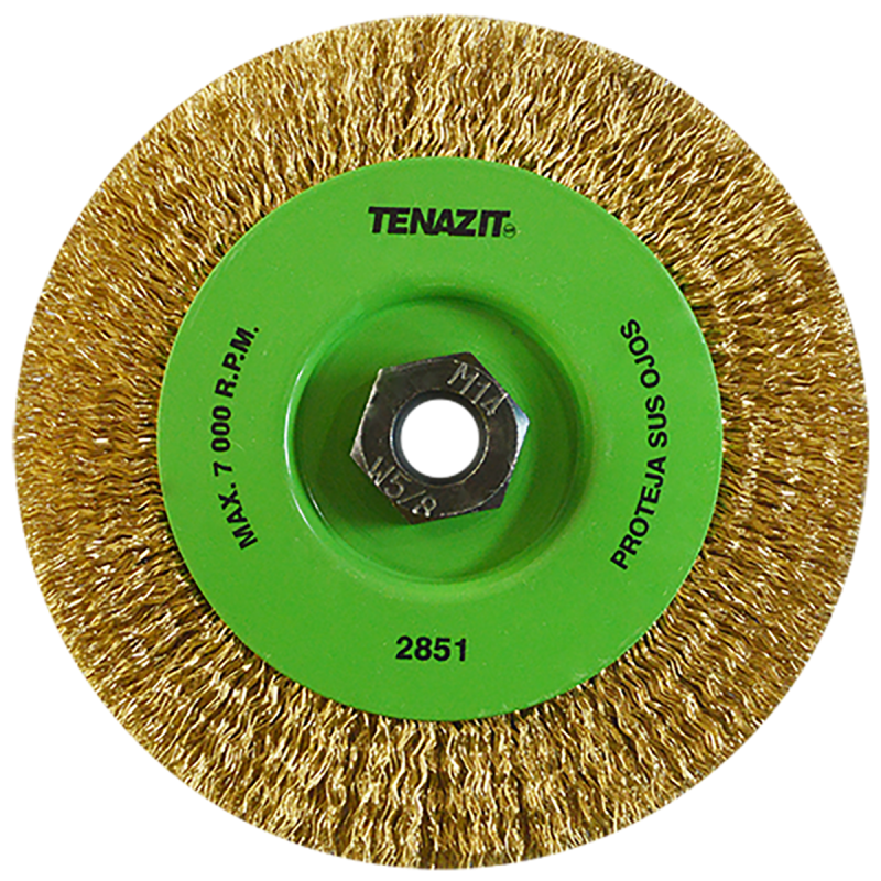 Cepillo circular ondulado de 150 x 16 x MR mm para limpieza de superficies metálicas y remoción de soldadura, pintura, corrosión, fundición y cualquier adherencia