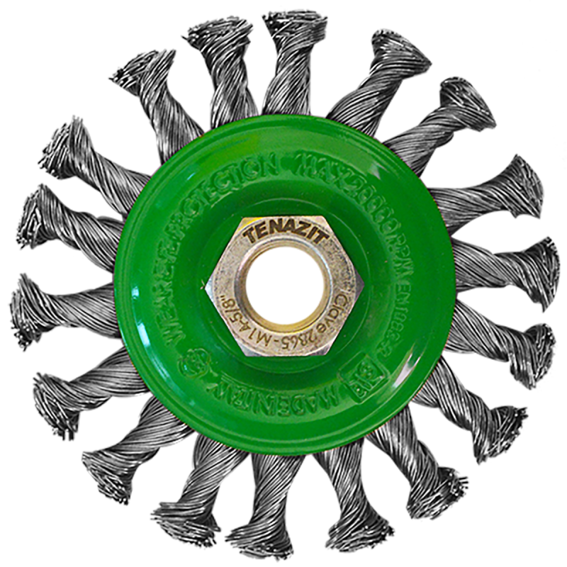 Cepillo circular trenzado de 100 x 0.50 x MR mm para limpieza de superficies de acero inoxidable y remoción de soldadura, pintura y fundición
