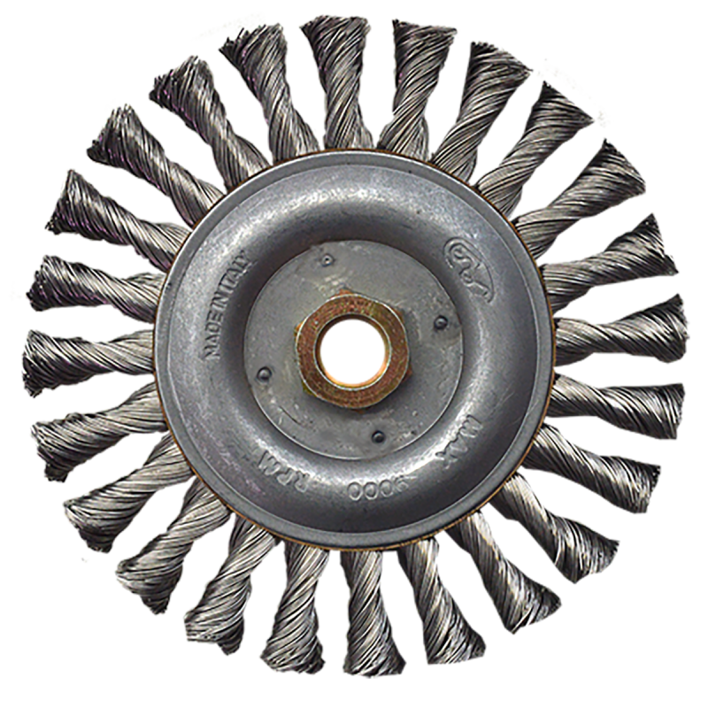 Cepillo circular trenzado de 150 x 0.50 x 15.9-11 mm para limpieza de superficies de acero inoxidable y remoción de soldadura, pintura y fundición