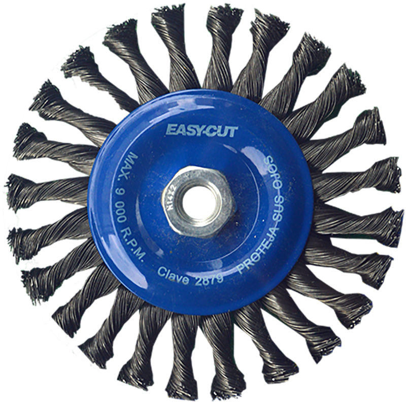 Cepillo circular trenzado de 150 x 0.50 x M14-2 mm para limpieza de superficies metálicas y remoción de soldadura, pintura, corrosión, fundición y cualquier adherencia