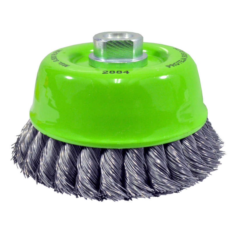 Cepillo tipo copa trenzado de 125 x 0.50 x M14-2 mm para limpieza de metales y eliminación de soldadura, pintura, óxido, corrosión, fundición y cualquier adherencia