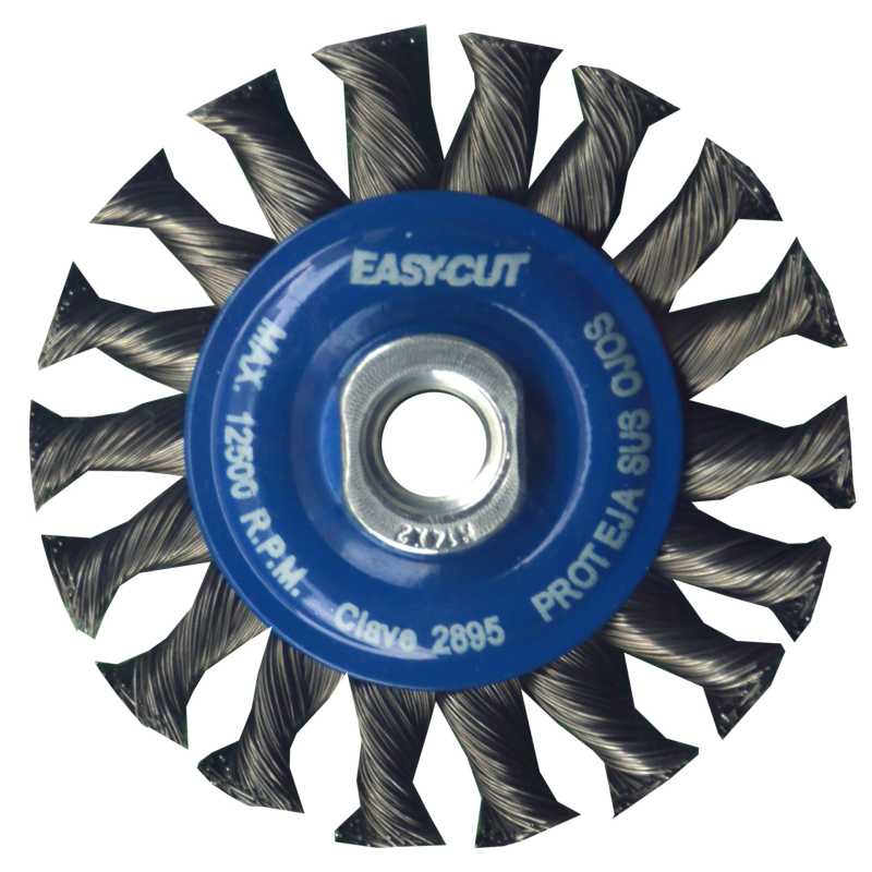 Cepillo circular trenzado de 100 x 0.35 x M14-2 mm para limpieza de superficies metálicas y remoción de soldadura, pintura, corrosión, fundición y cualquier adherencia