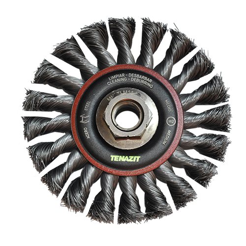 Cepillo circular trenzado de 115 x 0.37 x MR mm para limpieza de superficies metálicas y remoción de soldadura, pintura, corrosión, fundición y cualquier adherencia