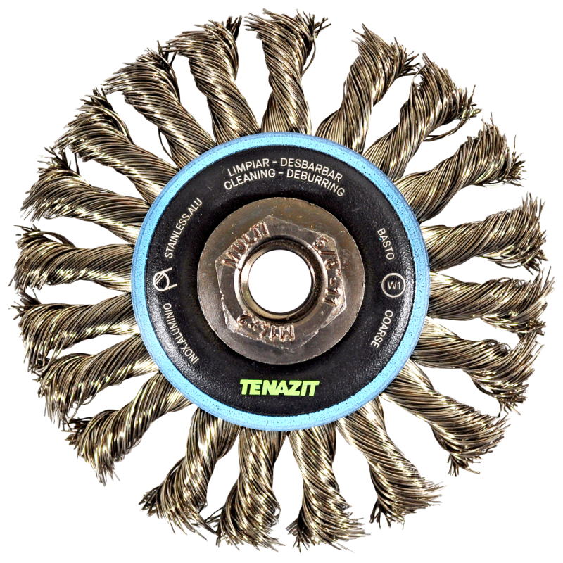 Cepillo circular trenzado de 115 x 0.50 x MR mm para limpieza de superficies de acero inoxidable y remoción de soldadura, pintura y fundición