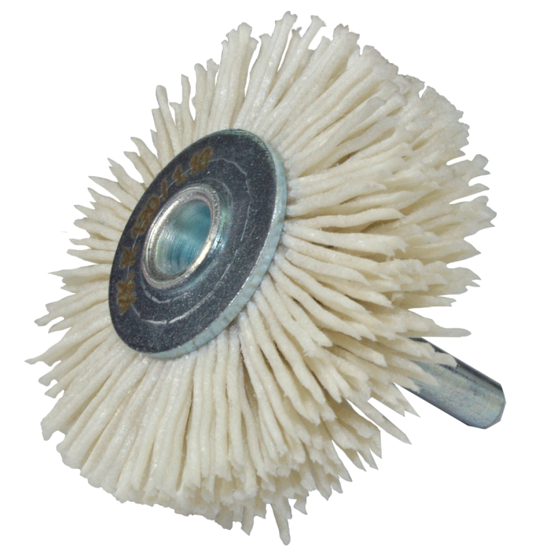 Cepillo circular ondulado con vastago de 50 x 10 x 6.4 mm para rebabeo, limpieza, acabado fino y pulido de metales y plásticos