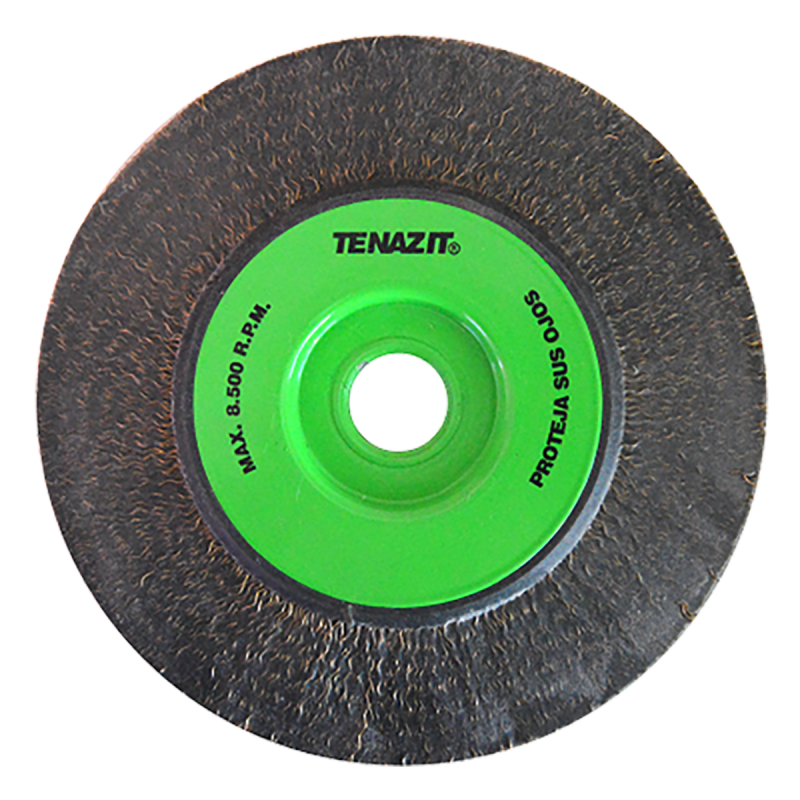 Cepillo circular ondulado encapsulado de 115 x 0.30 x 22.23 mm para limpieza pesada de superficies metálicas y remoción de soldadura, pintura, corrosión en juntas y cuerdas de tubería industrial