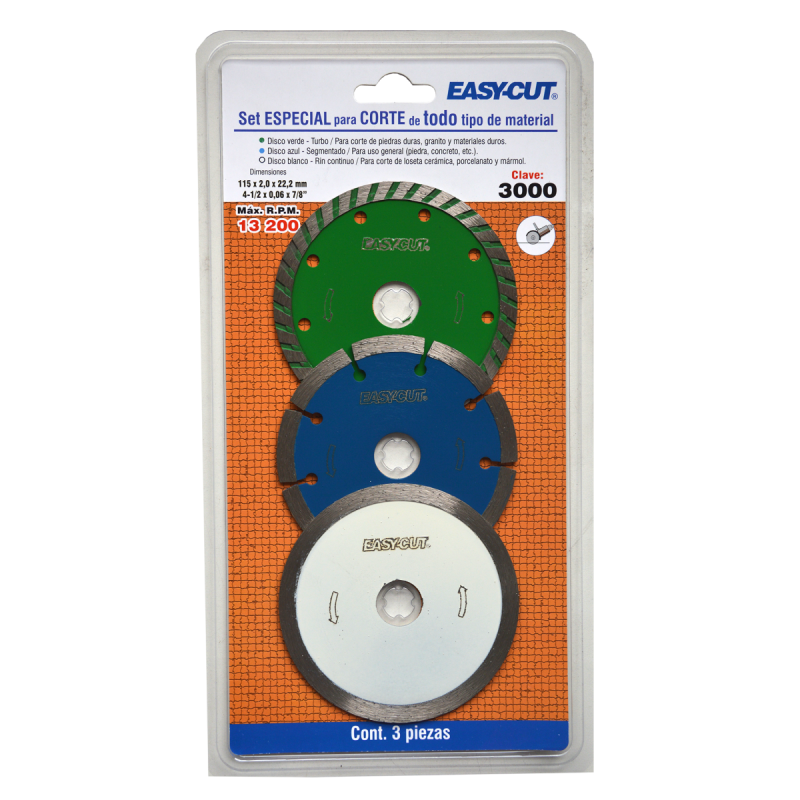 Juego de discos de diamante de 115 x 2.0 x 22.2 mm para corte de diversos materiales
