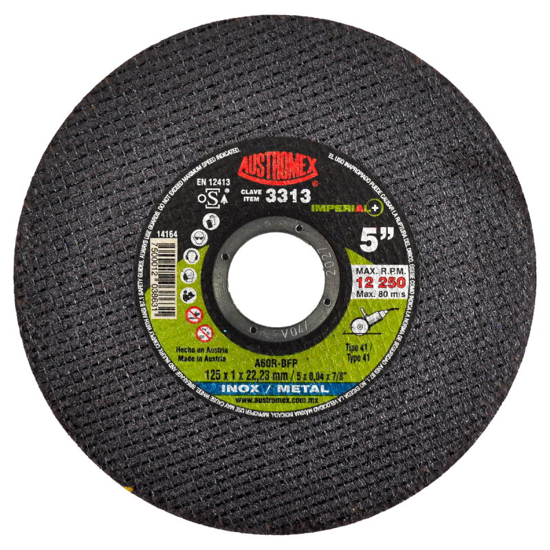 Disco para corte de inox y metal de 125 x 1 x 22.23 mm
