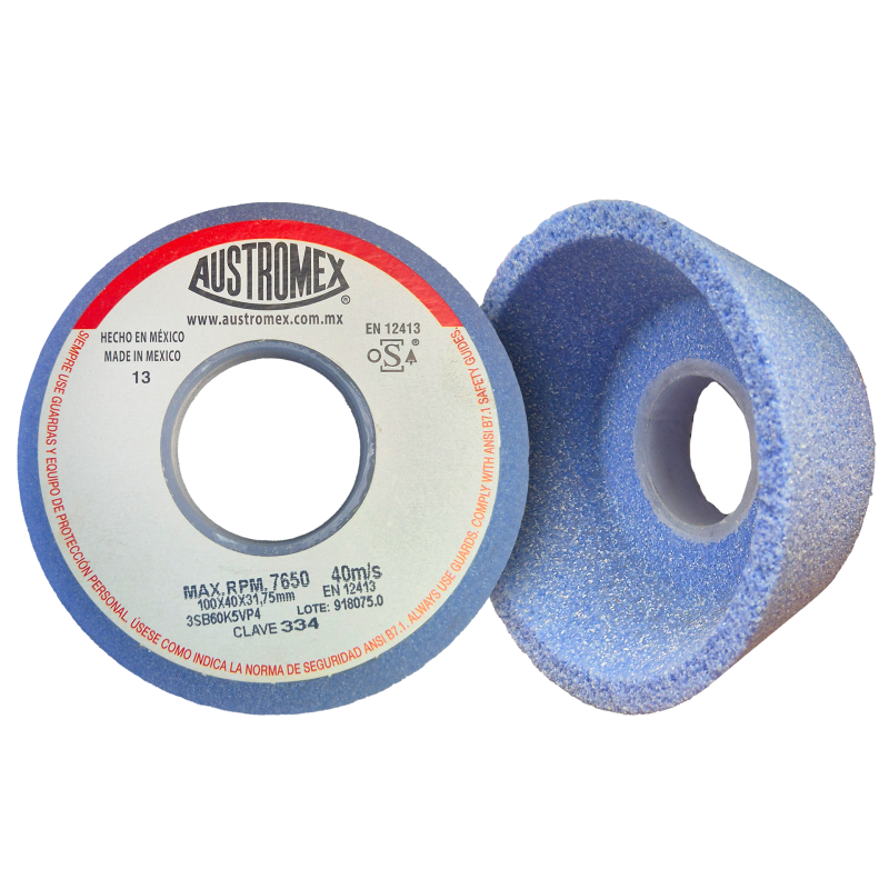 Copa abrasiva de 100 x 40 x 31.75 mm para afilado y rectificado de acero