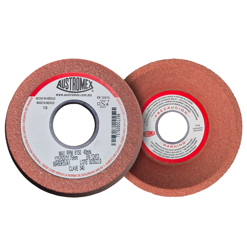 Copa abrasiva de 125 x 50 x 31.75 mm para afilar cortadores, fresas, brocas de acero al carbón, templados, rápidos y grado herramienta (H, S, M Y W)