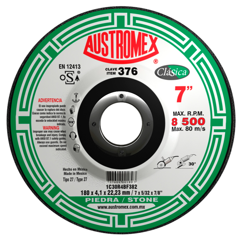 Disco abrasivo para desbaste y corte ligero de 180 x 4.1 x 22.23 mm
