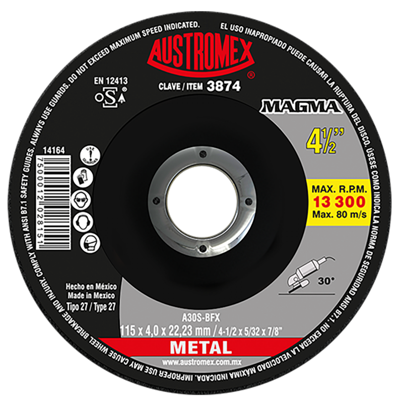 Disco abrasivo de 115 x 4.0 x 22.23 mm para corte y desbaste de acero 