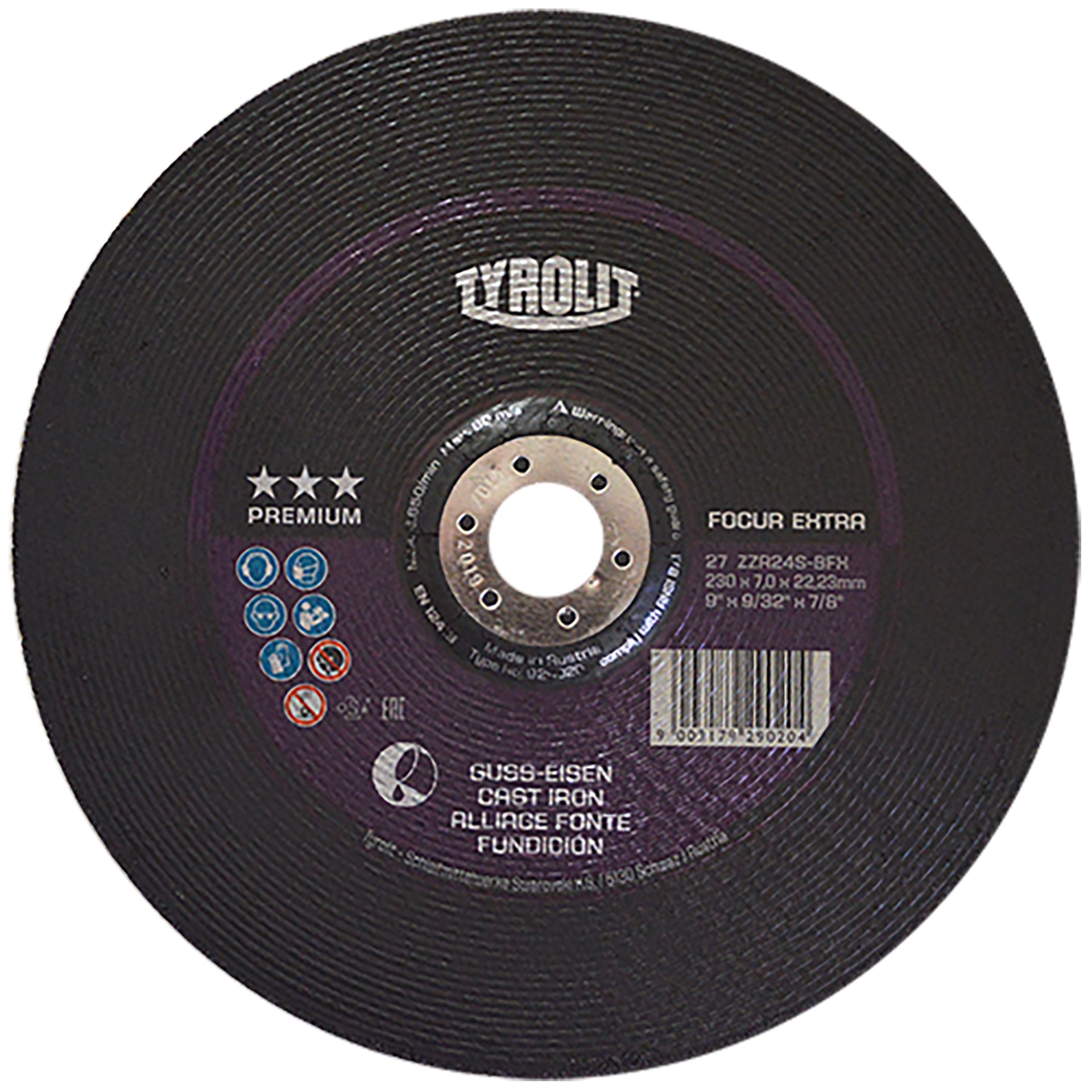 Disco abrasivo para desbaste de hierro gris y fundición nodular de 230 x 7.0 x 22.23 mm