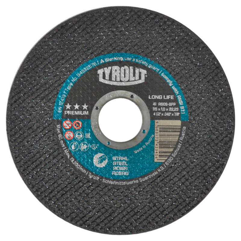 Disco abrasivo para corte de acero al carbón de 115 x 1 x 22.23 mm