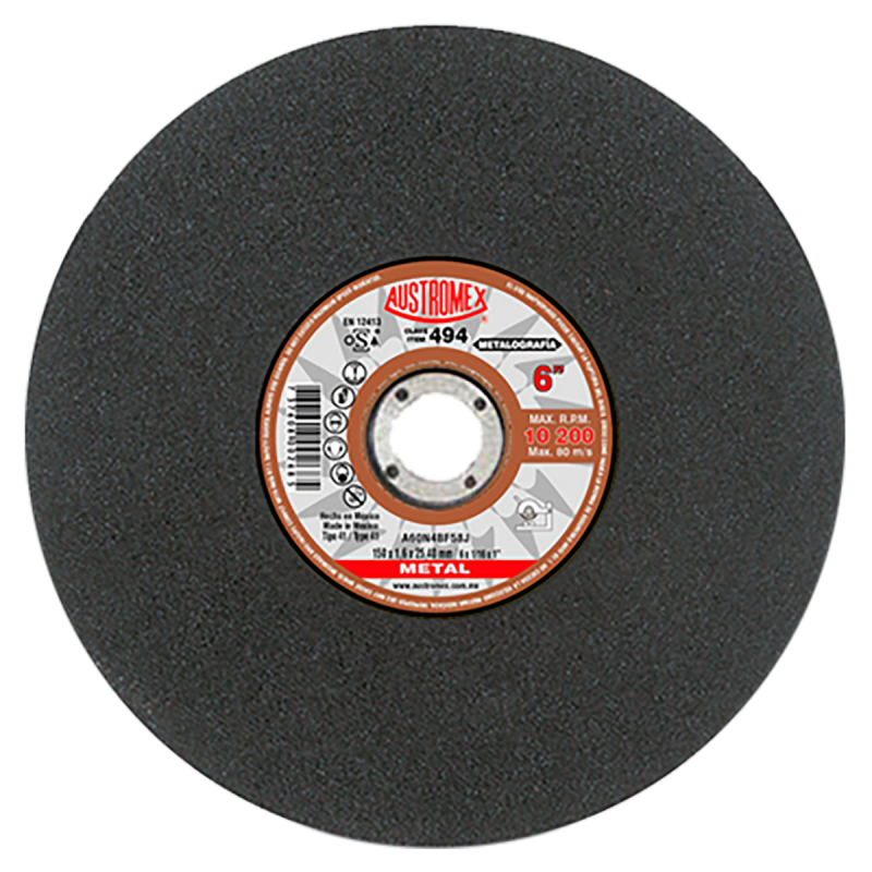 Disco abrasivo para corte de pruebas metalográficas de 150 x 1.6 x 25.40 mm