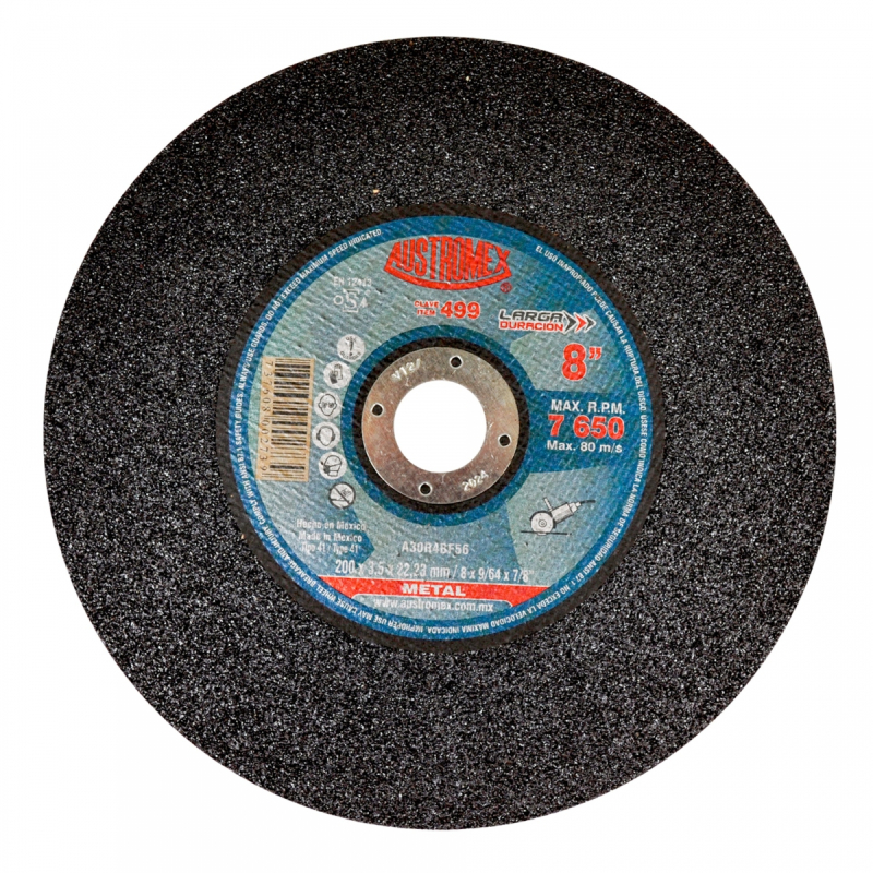 Disco abrasivo para corte de todo tipo de acero, hierro y varilla de 200 x 3.5 x 22.23 mm